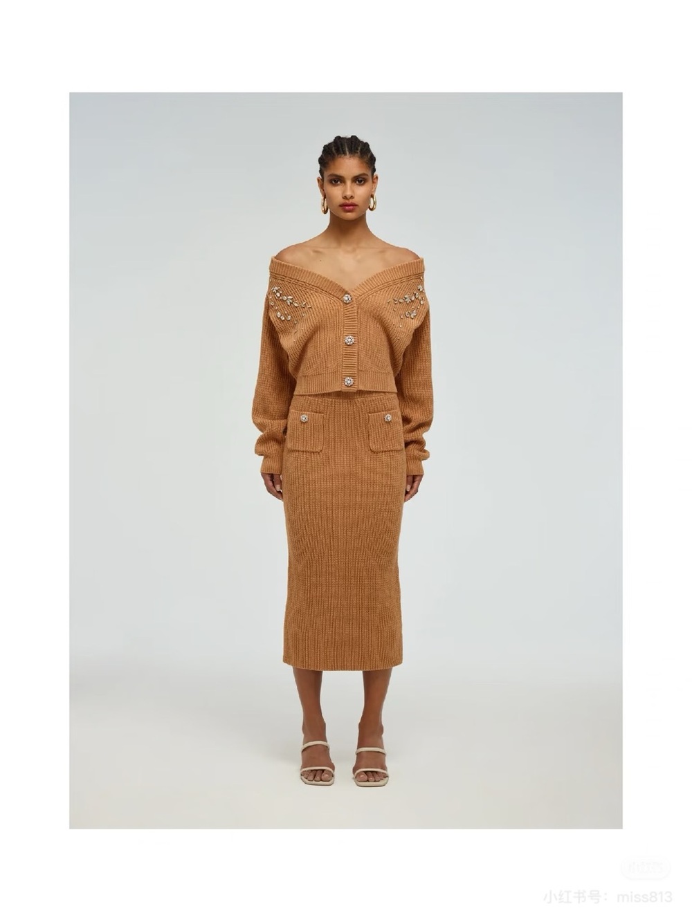Self-Portrait Diamante Embellished Knit Cardigan and dress